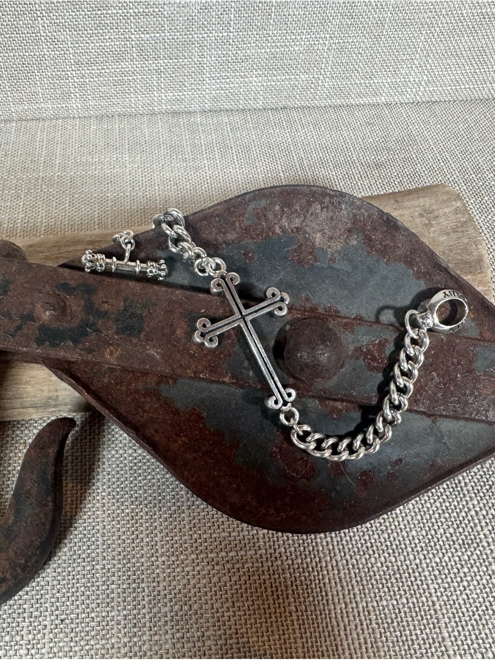 King Baby Studio Silver Cross Pendant Bracelet